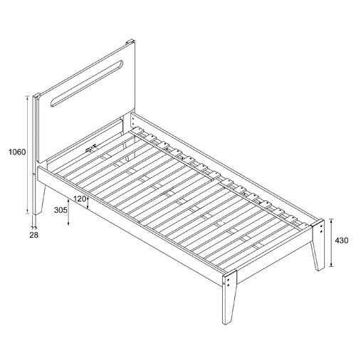 Natural & Charcoal Casla Bed Frame with Tundle