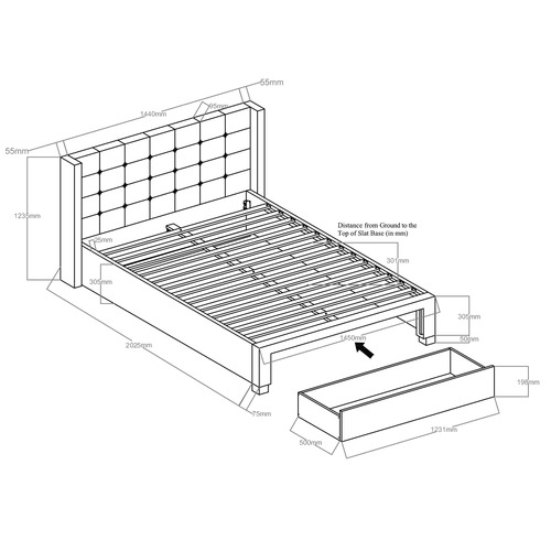 Atlanta Upholstered Double Bed with Storage & Mattress