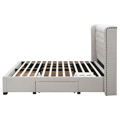 Oat White Forest Hill Upholstered Queen Bed