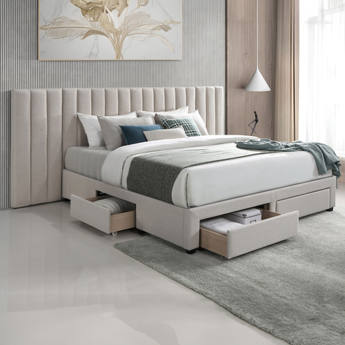 Oat White Alhambra Upholstered King Bed
