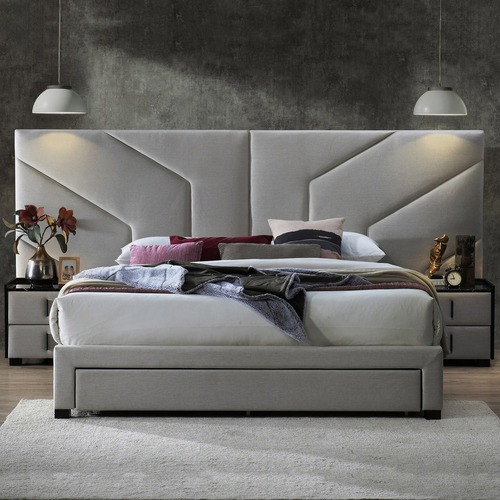Oat White Spring 3 Drawer King Bed