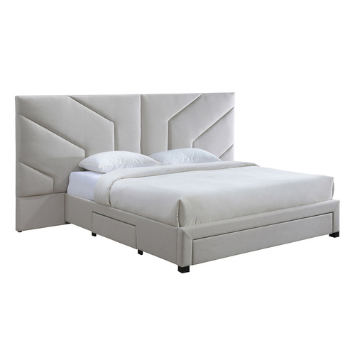Oat White Spring 3 Drawer King Bed
