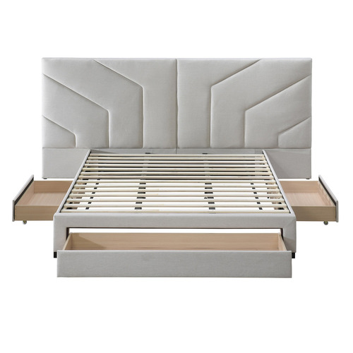 Oat White Spring 3 Drawer King Bed