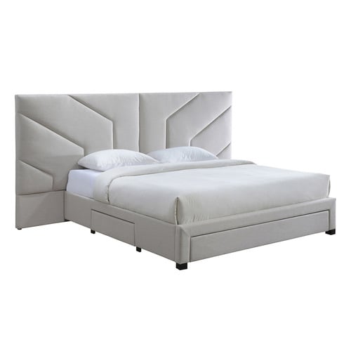 Oat White Spring 3 Drawer King Bed