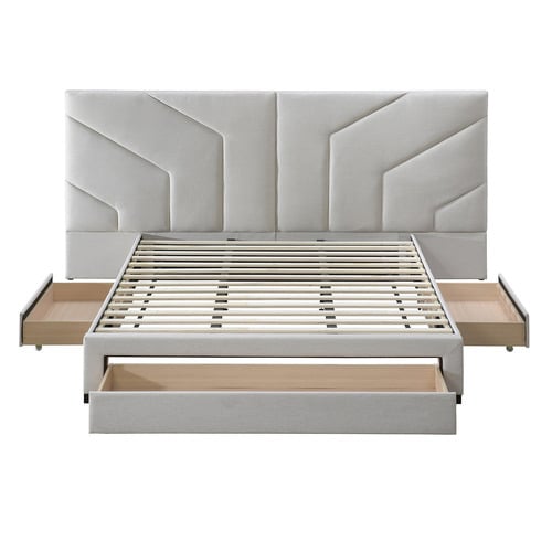 Oat White Spring 3 Drawer King Bed