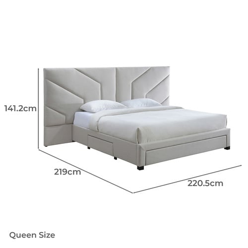 Oat White Spring 3 Drawer King Bed