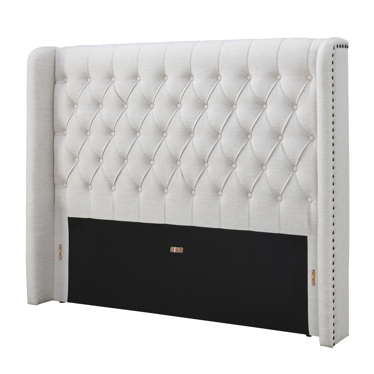 Oat White Forest Hill Button Tufted Queen Bedhead