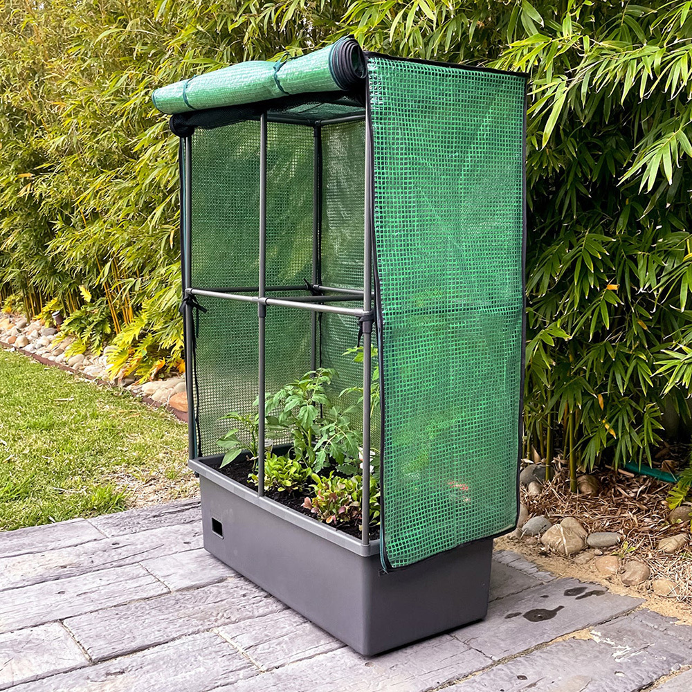 Chet Self-Watering Mobile Planter Box with Greenhouse & Netting