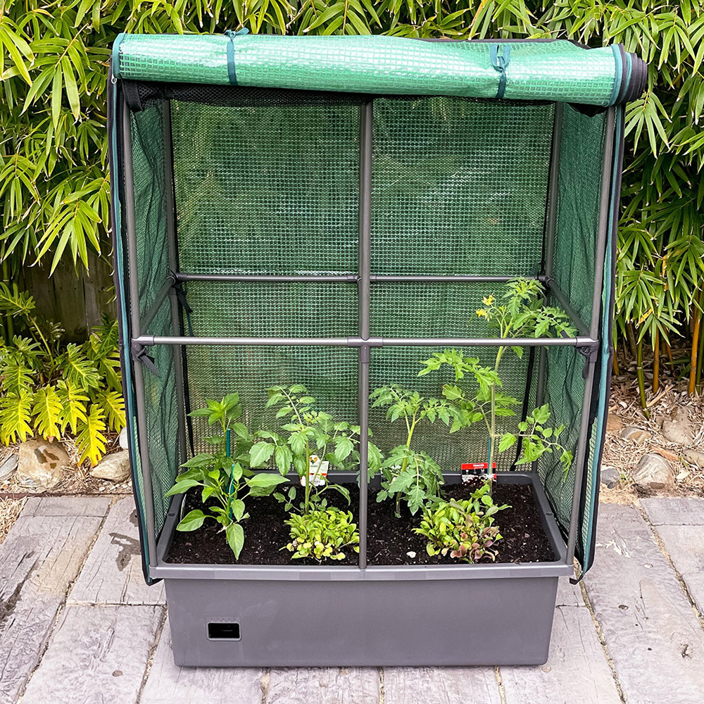 Chet Self-Watering Mobile Planter Box with Greenhouse & Netting