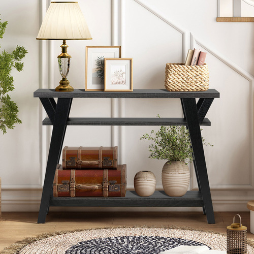 Black Dawson 3 Tier Console Table
