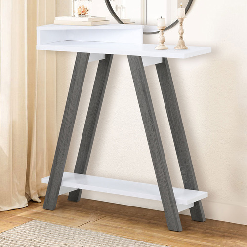 White Dawson 2 Tier Console Table