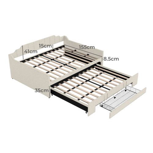 Deidara Queen Daybed with Trundle & Storage