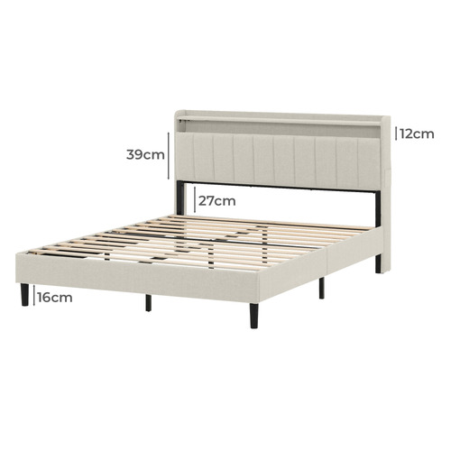 Oskar Upholstered Queen Bed Frame with LED & Charging Station