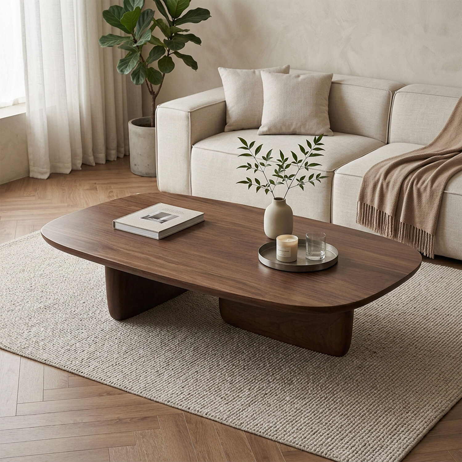 Korben Walnut Wood Coffee Table