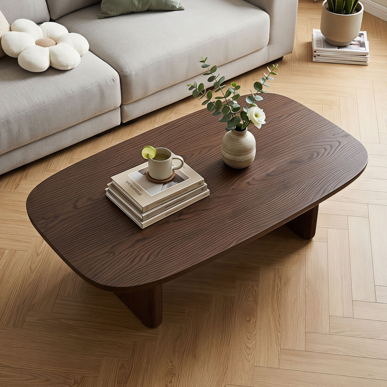 Korben Walnut Wood Coffee Table