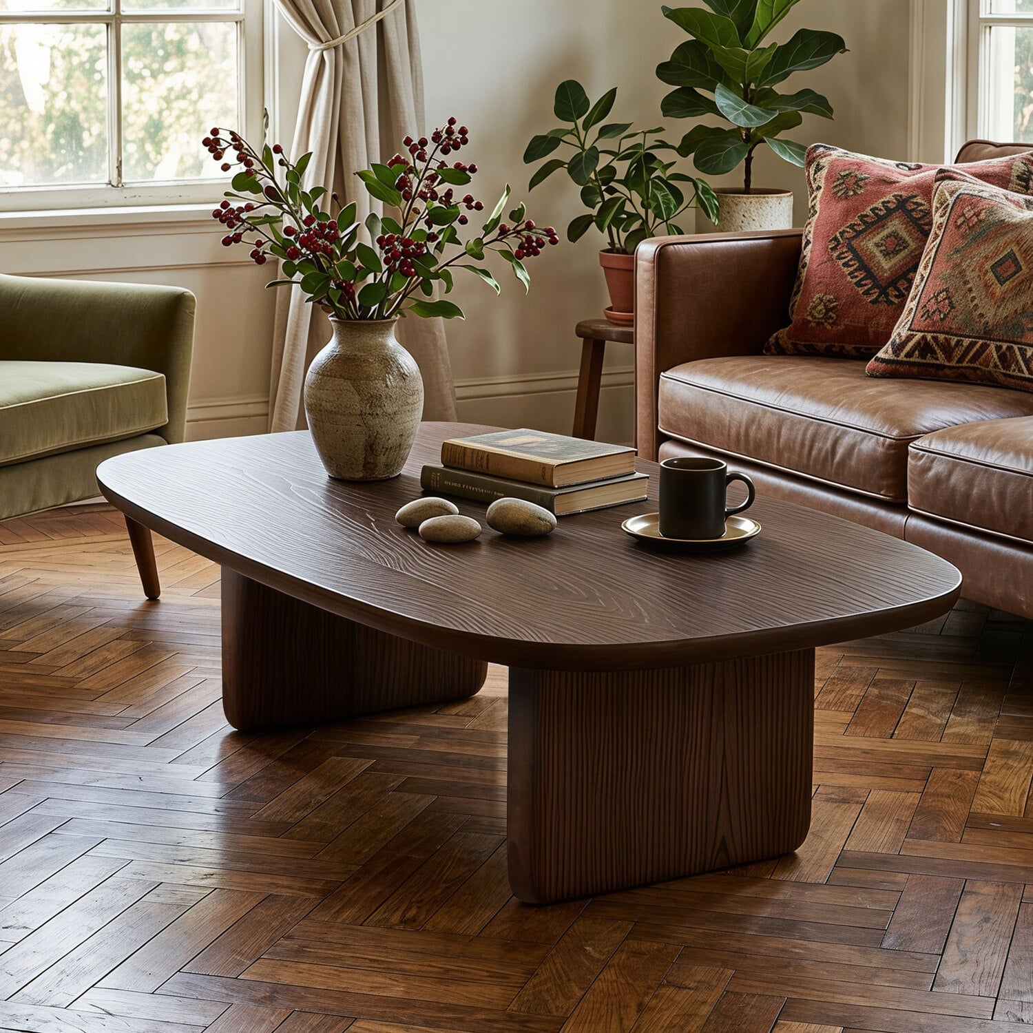 Korben Walnut Wood Coffee Table