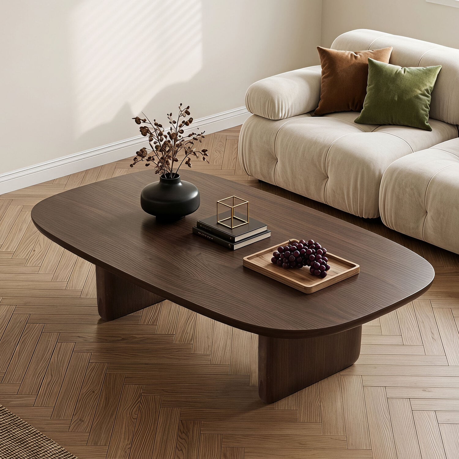 Korben Walnut Wood Coffee Table