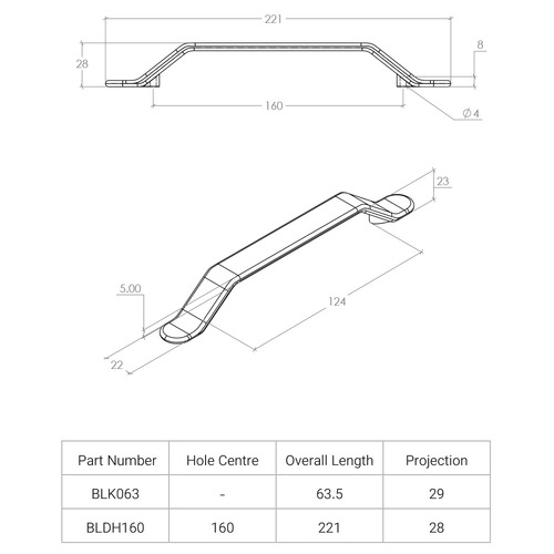 Belt 160mm Zinc Alloy Cabinet Handle
