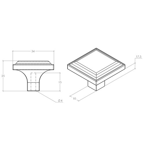 Windsor Pewter Square Cast Iron Knob