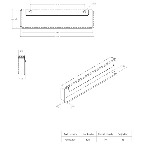 Fold 128mm Aluminium Cabinet Handle