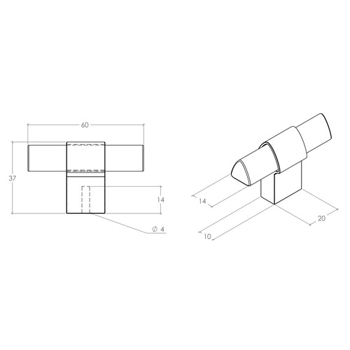 Casper Aluminium T-Bar Knob