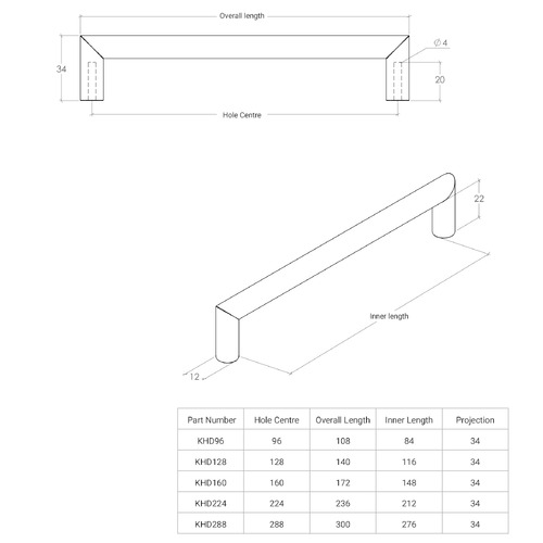 Bergamo Stainless Steel D-Shaped Cabinet Handle
