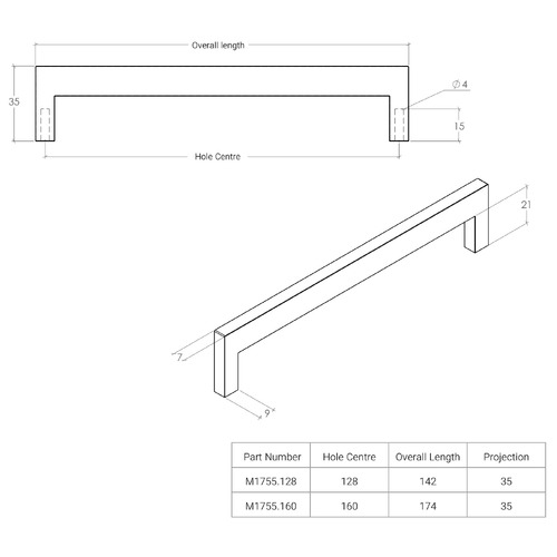 Torino Zinc Alloy D-Shaped Cabinet Handle
