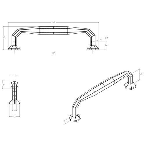 Montrose 128mm Pewter Cast Iron Cabinet Handle