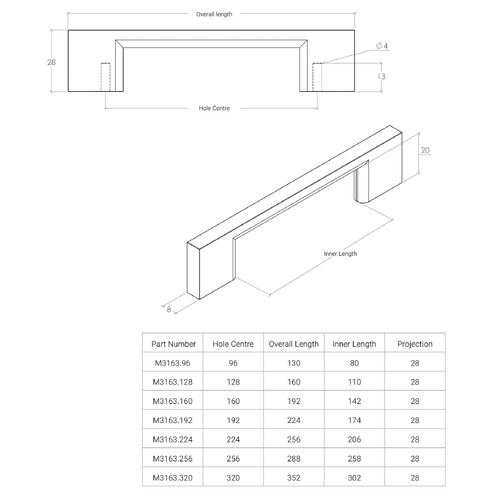 Livorno Zinc Alloy D-Shaped Cabinet Handle