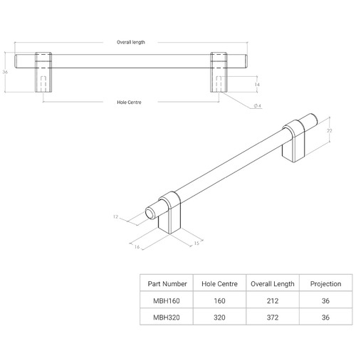 Maida Brass Bar Cabinet Handle