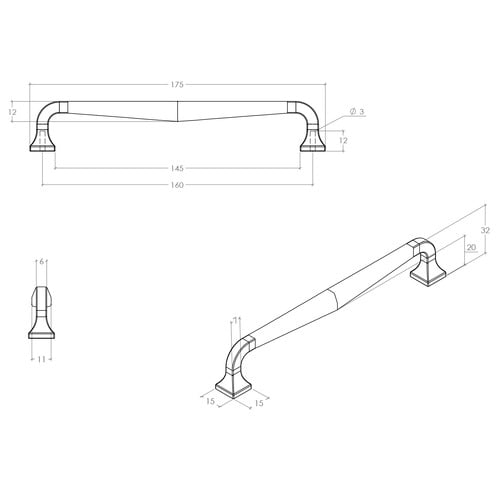 Jago 160mm Zinc Alloy Cabinet Handle