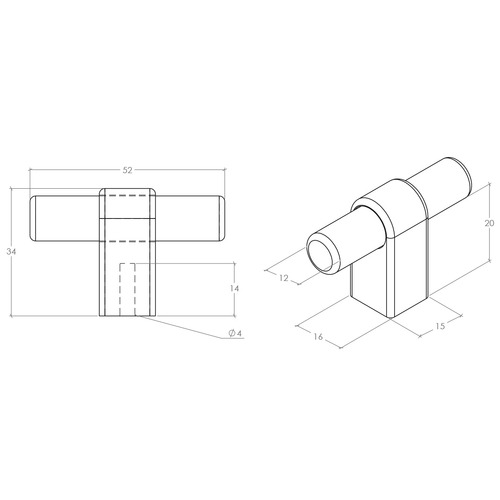 Maida Brass T-Bar Knob