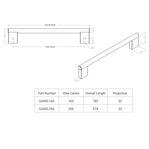 Graf Aluminium D-Shaped Cabinet Handle