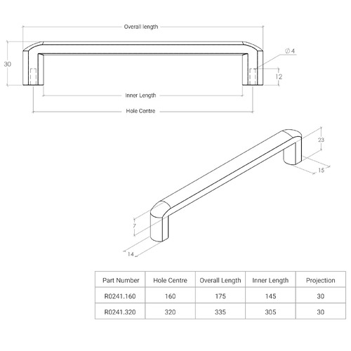 Roma Zinc Alloy D-Shaped Cabinet Handle