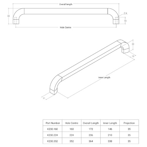Trento Brushed Nickel Aluminium Cabinet Handle