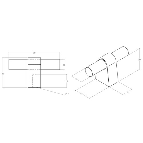 Loreto Aluminium T-Bar Knob