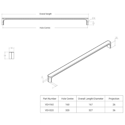 Vena Zinc Alloy Cabinet Handle