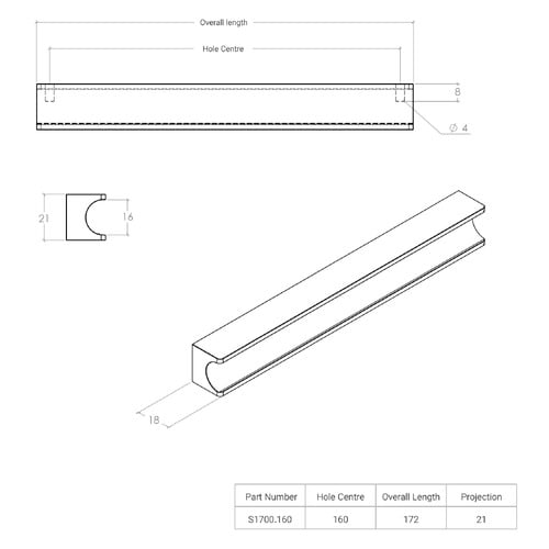 Sirolo 160mm Zinc Alloy Cabinet Handle