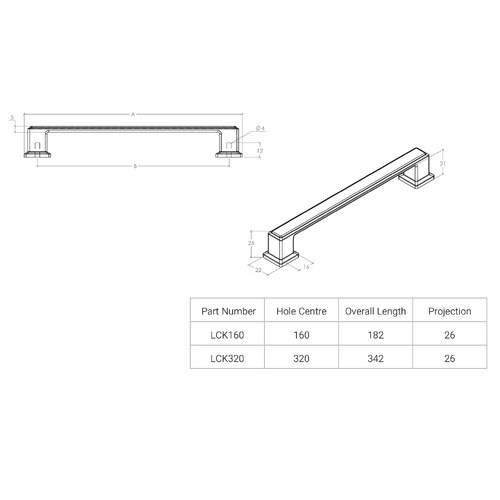 Lucca Zinc Alloy D-Shaped Cabinet Handle