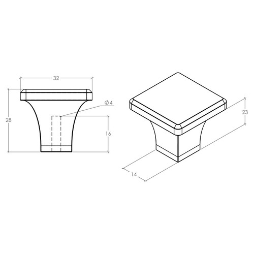 Georgia Square Zinc Alloy Knob