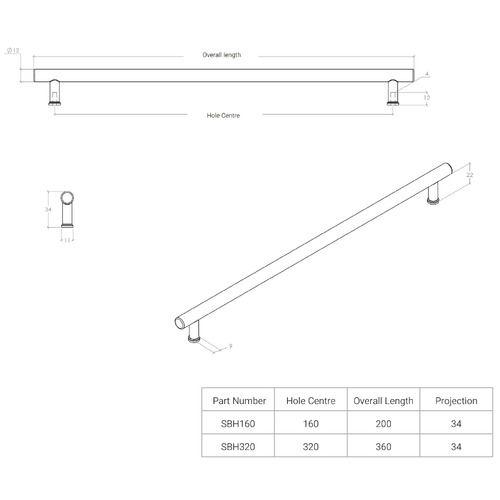 Strano Zinc Alloy Bar Cabinet Handle