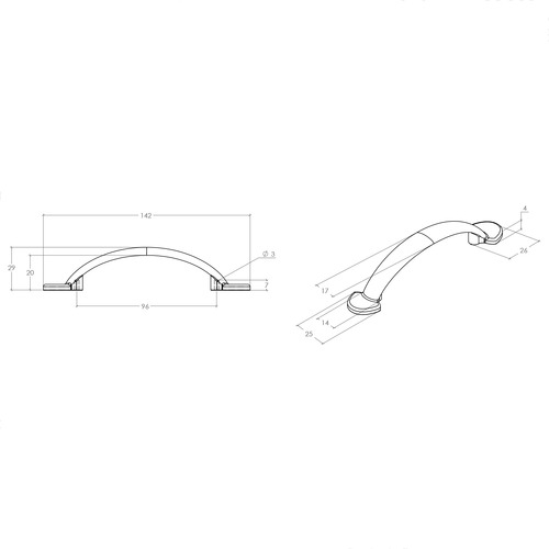 Trafalgar 96mm Zinc Alloy Bow Cabinet Handle