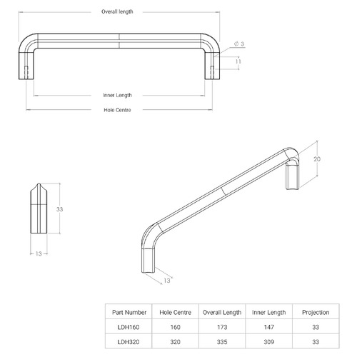 Lumi Zinc Alloy D-Shaped Cabinet Handle