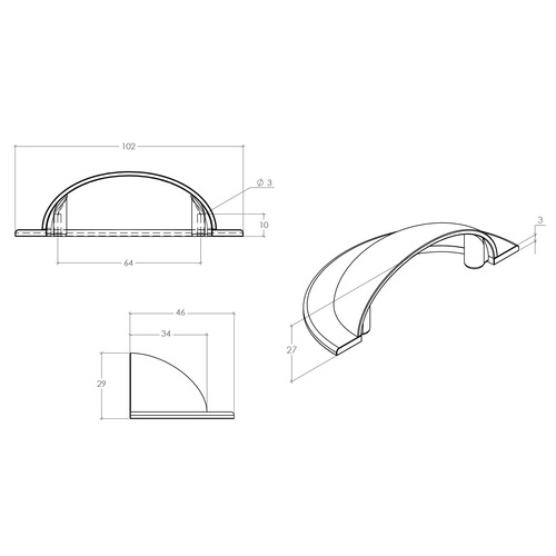 Trafalgar 64mm Zinc Alloy Cup Cabinet Handle