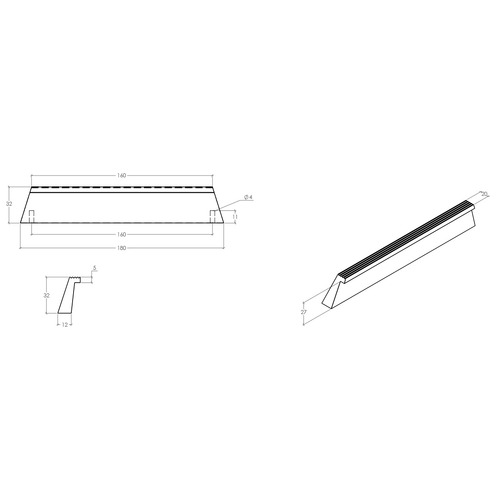 Rail 160mm Aluminium Cabinet Handle