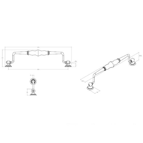 Trianon 224mm Porcelain & Zinc Alloy Swivel Cabinet Handle