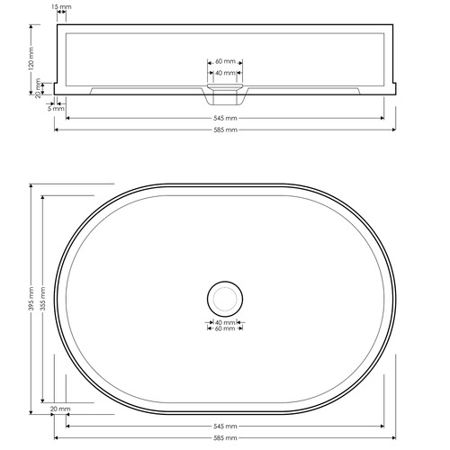 Margo 585mm Oval Terrazzo Above Counter Basin