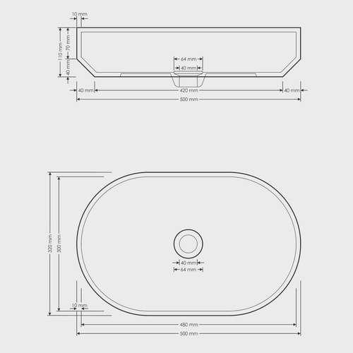 500mm Oval Terrazzo Above Counter Basin