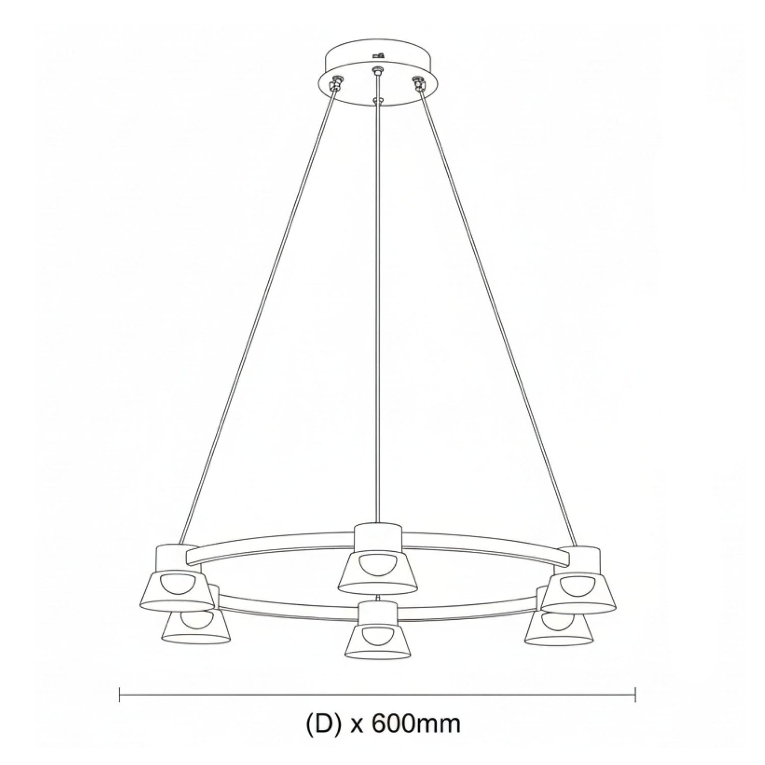 Rocket Iron & Glass Tri-Colour LED 6 Light Pendant