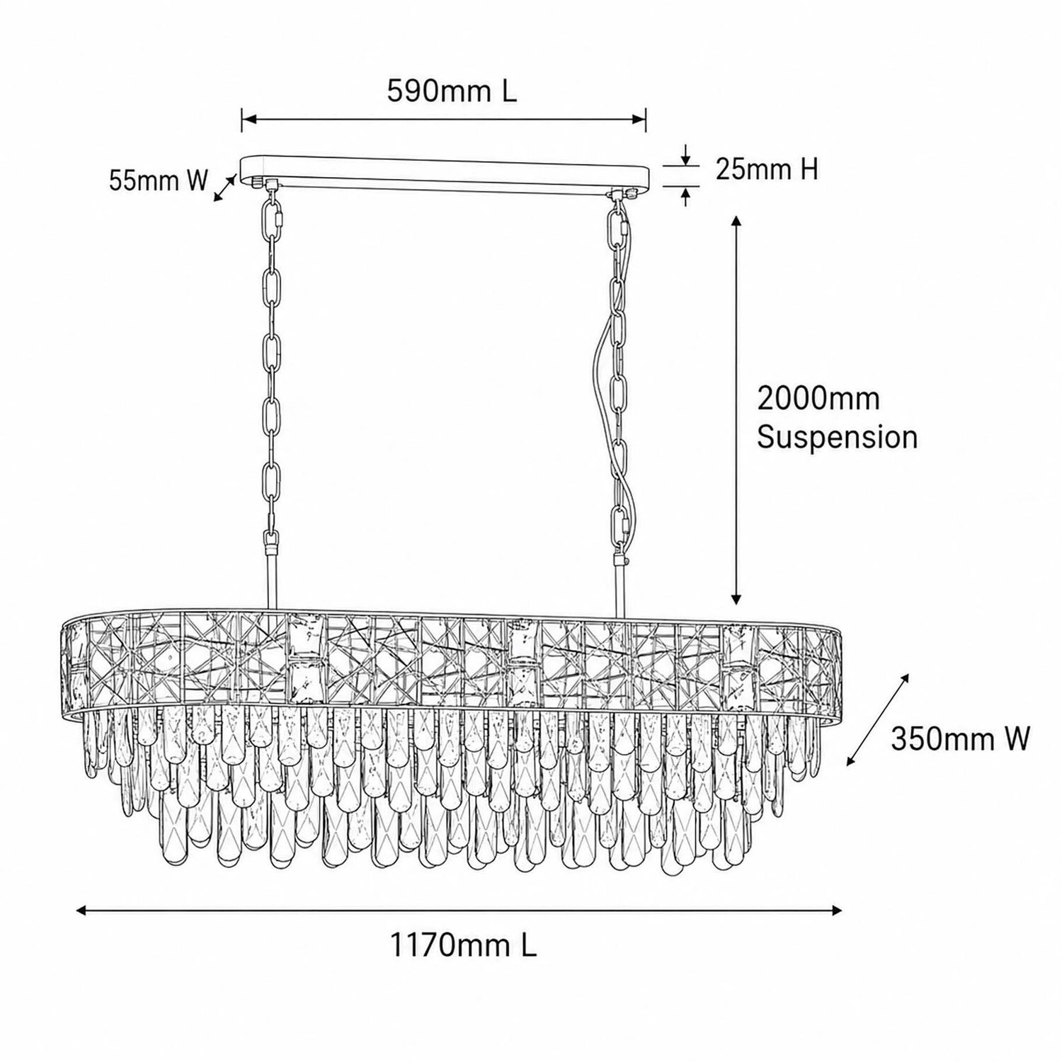 Finley Crystal Linear 12-Light Chandelier